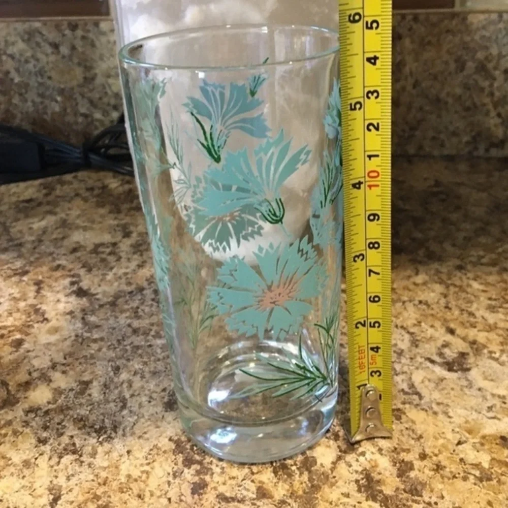 Vintage Swanky Swig Blue Cornflower Floral Tumbler